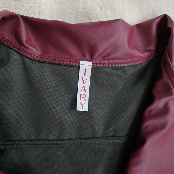 Elegant Burgundy Leather Jacket for Women - Picture 7 of 14